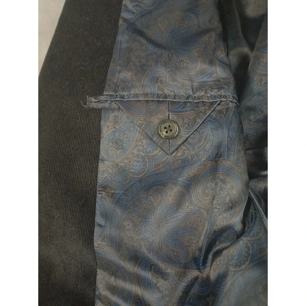 Chaps Mens Black Corduroy Two Button Blazer Sport Coat Jacket Paisley Lining 40R